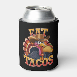 Thanksgiving Turkey Eat Tacos Funny Mexican Can Cooler