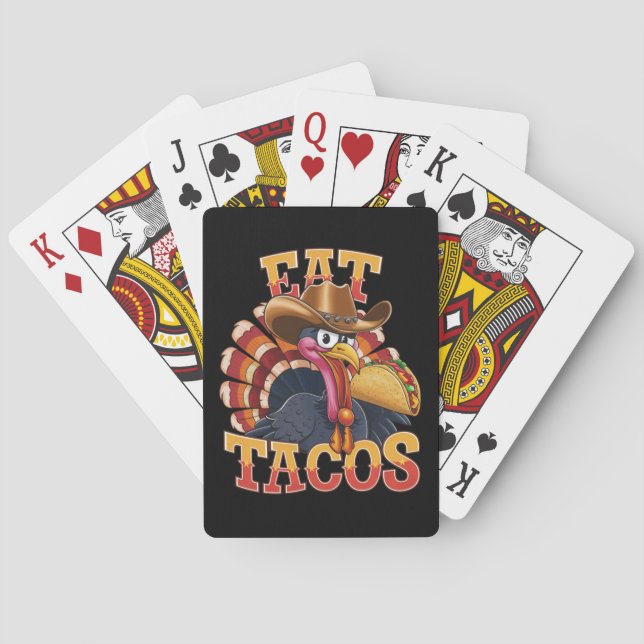 Thanksgiving Turkey Eat Tacos  Funny Mexican  Poker Cards (Back)
