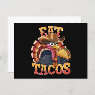Thanksgiving Turkey Eat Tacos  Funny Mexican  Postcard