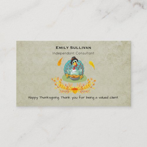 Thanksgiving Turkey Eating Pumpkin Pie Business Card