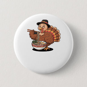 thanksgiving turkey eats ramen Oversized T-Shirt Button