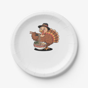 thanksgiving turkey eats ramen Oversized T-Shirt Paper Plates