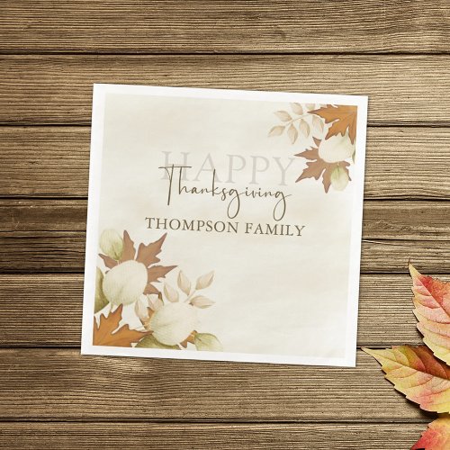 Thanksgiving Turkey Elegant Greenery Foliage Paper Napkins