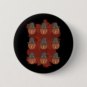 Thanksgiving Turkey Face Emoji Gift Button