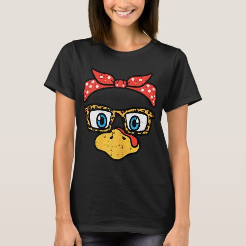 Thanksgiving Turkey Face Eyeglasses Mom Women Girl T_Shirt