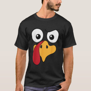 Thanksgiving Turkey Face Funny Match Costume Women T-Shirt