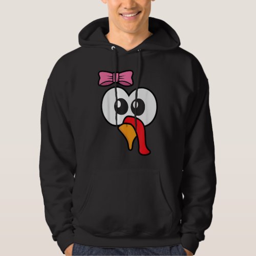 Thanksgiving Turkey Face Funny Pink Bow Cute Cool  Hoodie