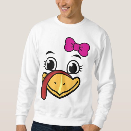 Thanksgiving Turkey Face Funny Pink Bow Cute Cool  Sweatshirt
