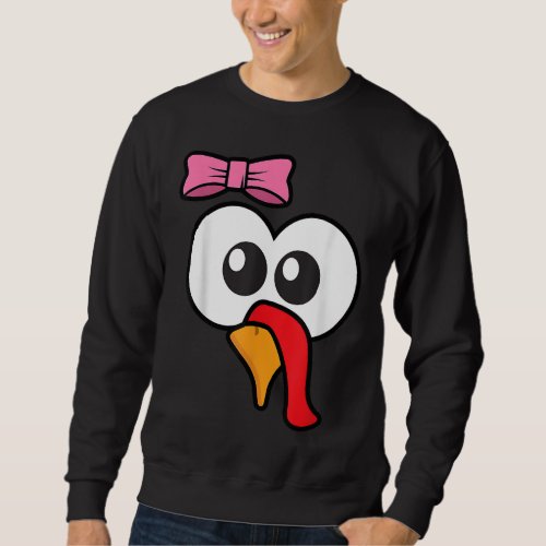 Thanksgiving Turkey Face Funny Pink Bow Cute Cool  Sweatshirt