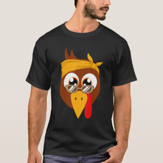 Thanksgiving Turkey Face Leopard Print Glasses Wom T-Shirt