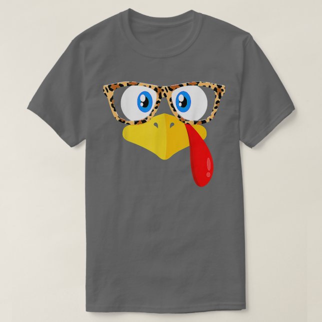 Thanksgiving Turkey Face Leopard Print Glasses Wom T-Shirt (Design Front)