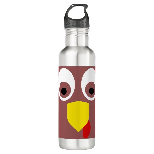 Thanksgiving Turkey Face Stainless Steel Water Bottle (Front)