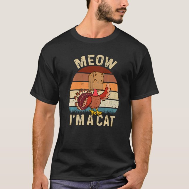 Thanksgiving  Turkey Fake Cat Retro Vinage Cats T-Shirt (Front)