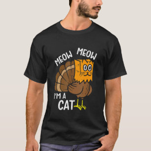 Thanksgiving  Turkey Fake Cat Retro Women Men Kids T-Shirt