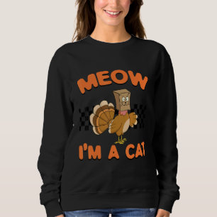 Thanksgiving Turkey Fake Cat Women Men Kids Retro  Sweatshirt