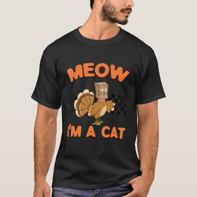 Thanksgiving Turkey Fake Cat Women Men Kids Retro  T-Shirt (Front)