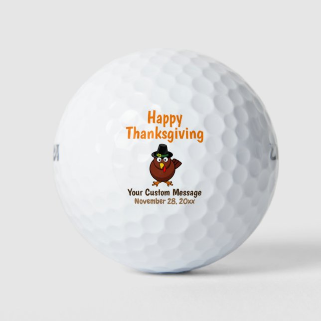 Thanksgiving Turkey Family Fall Autumn Celebration Golf Balls (Front)