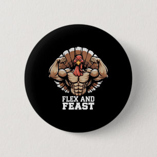 Thanksgiving Turkey Flex And Feast Motivation Gym  Button