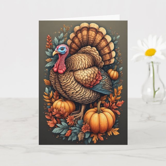 Thanksgiving Turkey Folded Greeting Card (Small Plant)