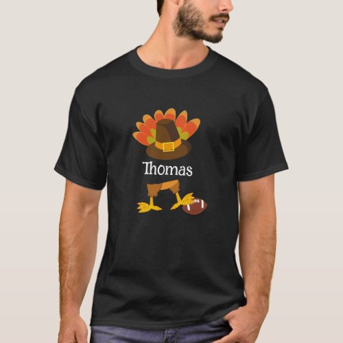Thanksgiving Turkey Football Cartoon Custom  T_Shirt