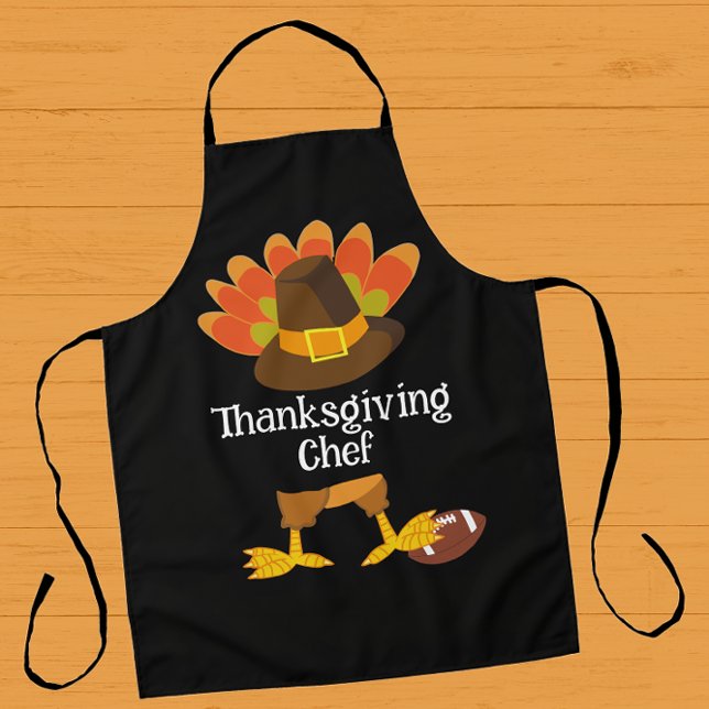 Thanksgiving Turkey Football Chef Personalized  Apron (Creator Uploaded)