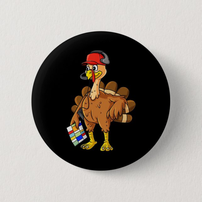 Thanksgiving Turkey Football Coach Fun Boys Kids T Button (Front)