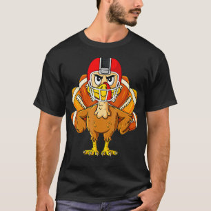 Thanksgiving Turkey Football Player Funny Boys Gir T-Shirt