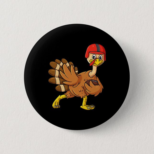 Thanksgiving Turkey Football Player Trophy Award P Button (Front)