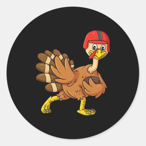 Thanksgiving Turkey Football Player Trophy Award P Classic Round Sticker