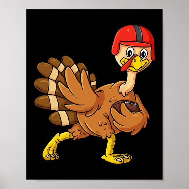 Thanksgiving Turkey Football Player Trophy Award P Poster (Front)