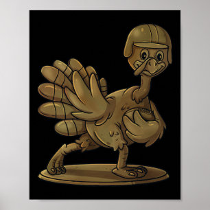 Thanksgiving Turkey Football Player Trophy Award Poster