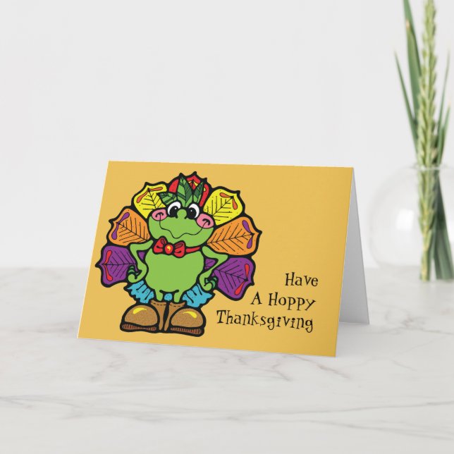 Thanksgiving Turkey Frog Holiday Card (Front)