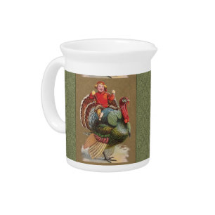 Thanksgiving Turkey Funny Children Beverage Pitcher