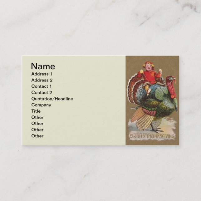 Thanksgiving Turkey Funny Children Business Card (Front)