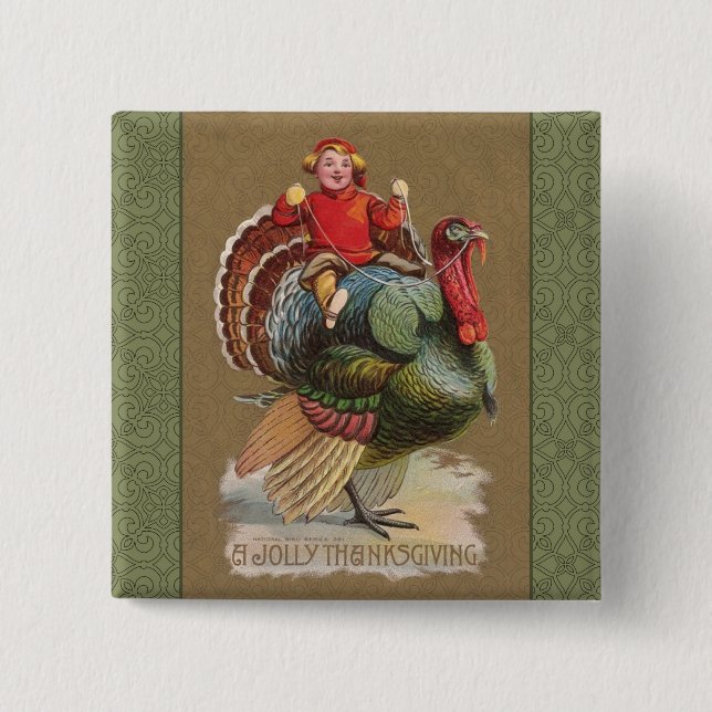 Thanksgiving Turkey Funny Children Button (Front)