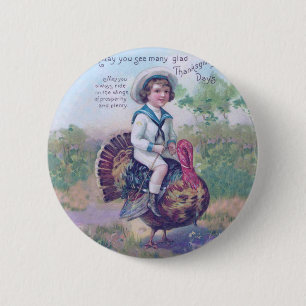 Thanksgiving Turkey Funny Children Button