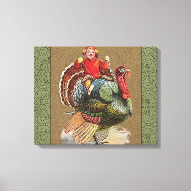 Thanksgiving Turkey Funny Children Canvas Print (Front)