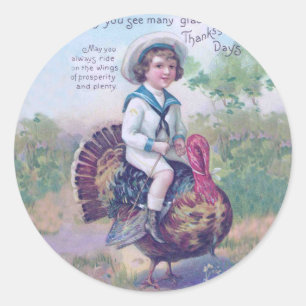 Thanksgiving Turkey Funny Children Classic Round Sticker