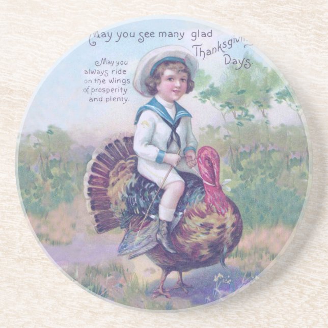 Thanksgiving Turkey Funny Children Drink Coaster (Front)