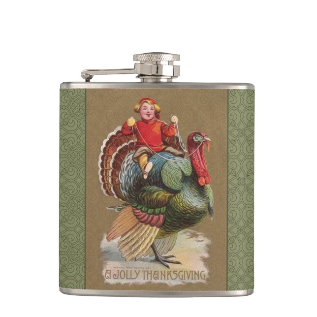 Thanksgiving Turkey Funny Children Hip Flask (Front)