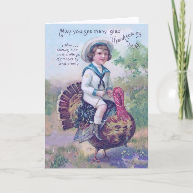Thanksgiving Turkey Funny Children Holiday Card (Front)