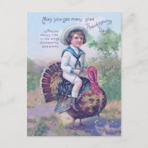 Thanksgiving Turkey Funny Children Holiday Postcard