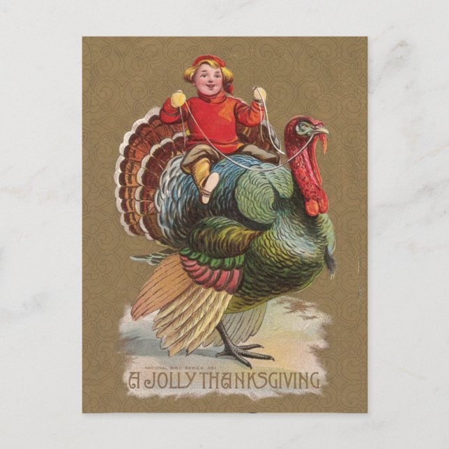Thanksgiving Turkey Funny Children Holiday Postcard (Front)