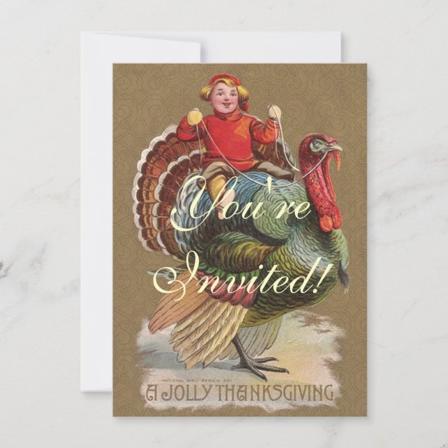 Thanksgiving Turkey Funny Children Invitation (Front)