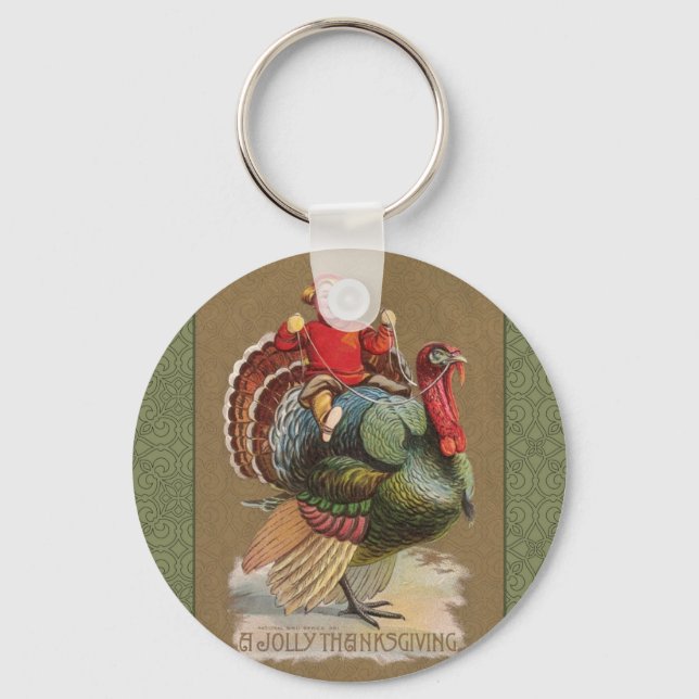 Thanksgiving Turkey Funny Children Keychain (Front)