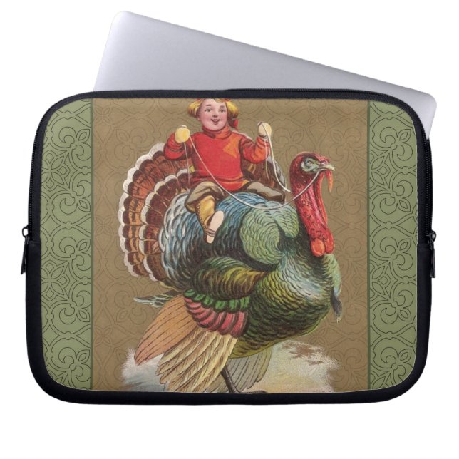 Thanksgiving Turkey Funny Children Laptop Sleeve (Front)