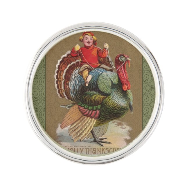 Thanksgiving Turkey Funny Children Pin (Front)