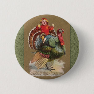 Thanksgiving Turkey Funny Children Pinback Button