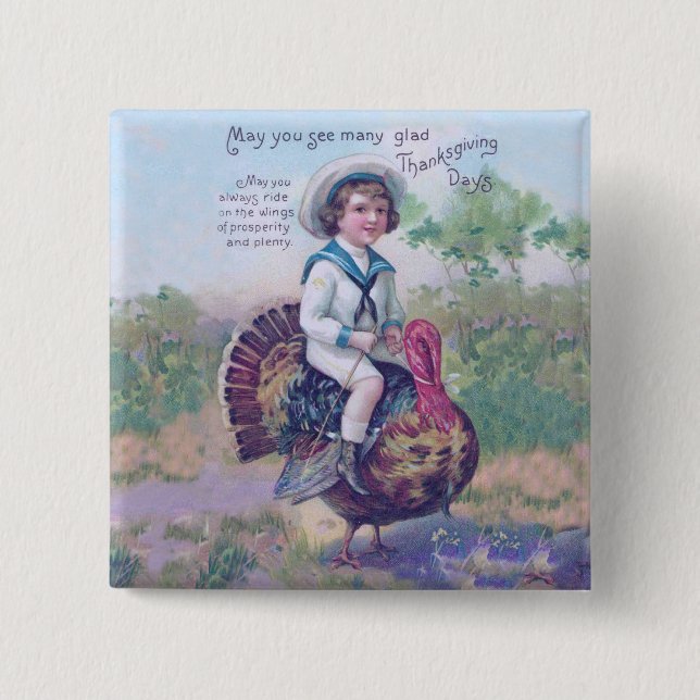 Thanksgiving Turkey Funny Children Pinback Button (Front)