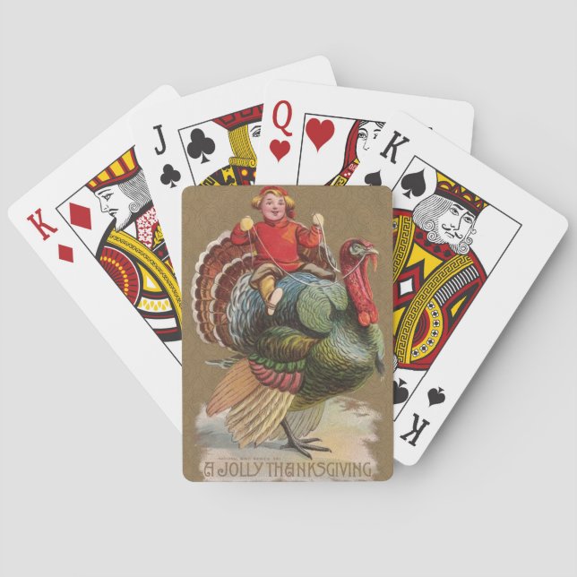 Thanksgiving Turkey Funny Children Poker Cards (Back)